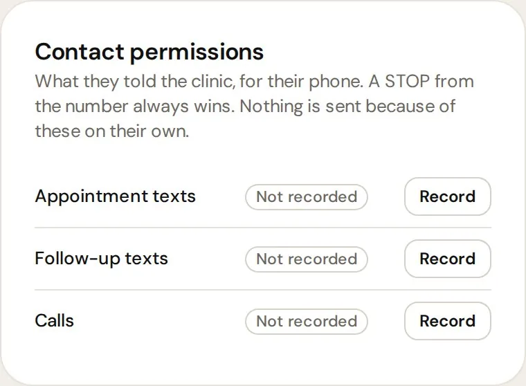 Contact permissions on a patient record