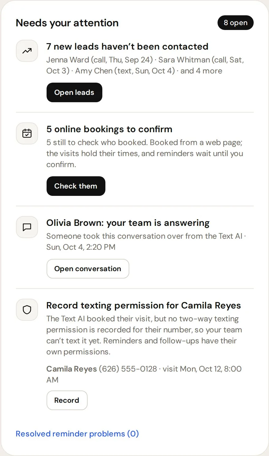 Needs your attention list