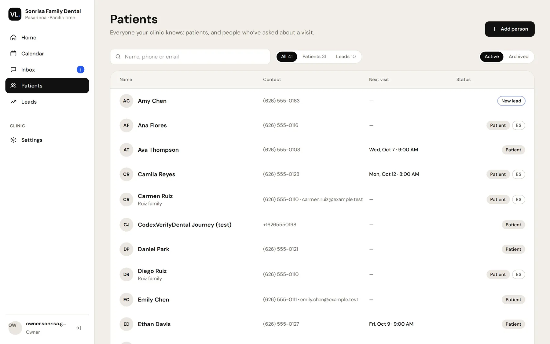 The patients list